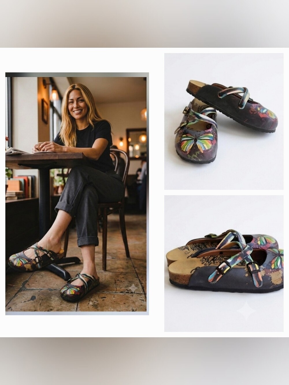 Hand-Painted Women's Comfort Strap Clog - Multicolor